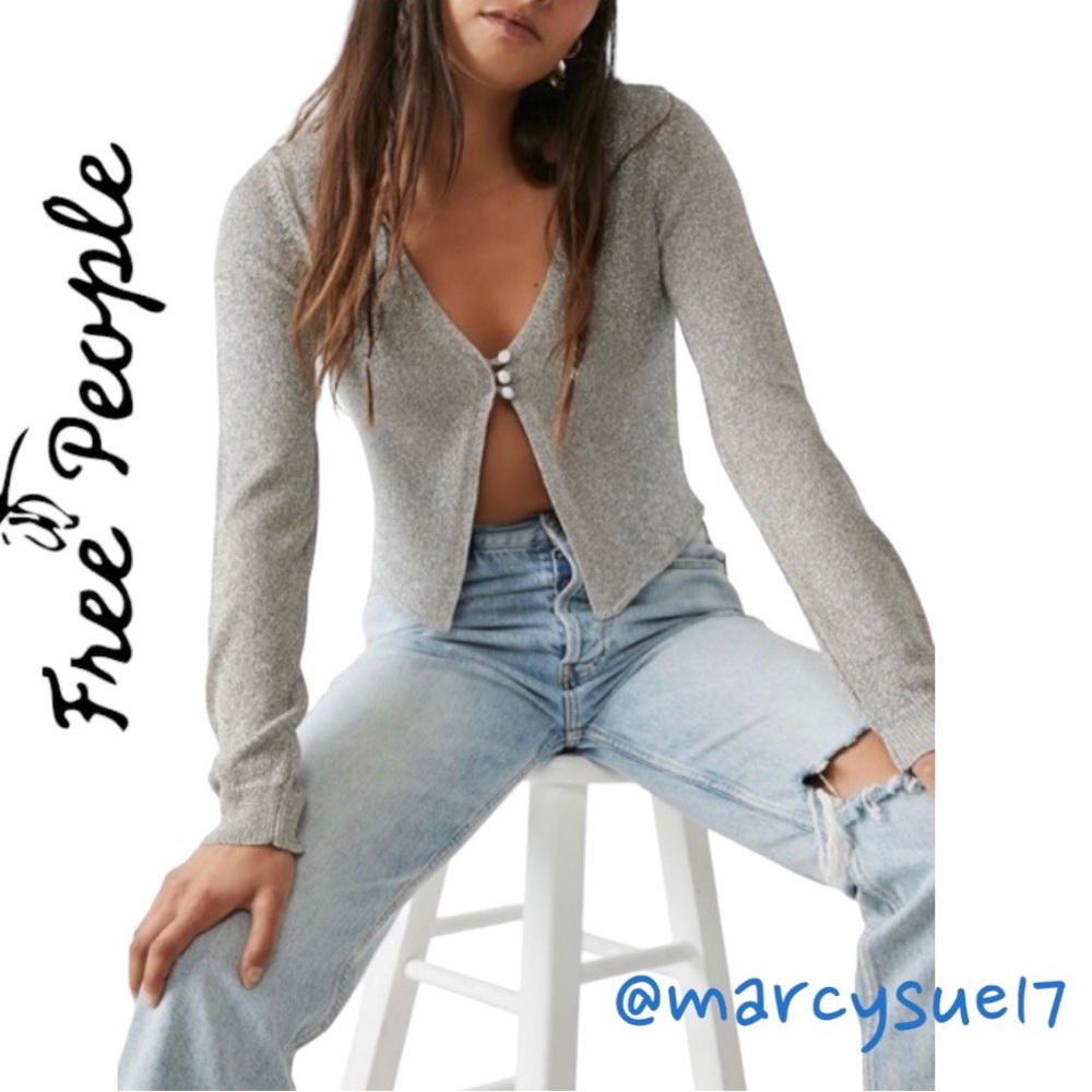 Free People Gray Long Sleeve Top